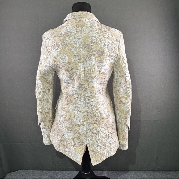 Vtg Lilith Blazer Women’s S Jacquard Floral Textured Romantic Academia Tan Cream - Picture 3 of 12
